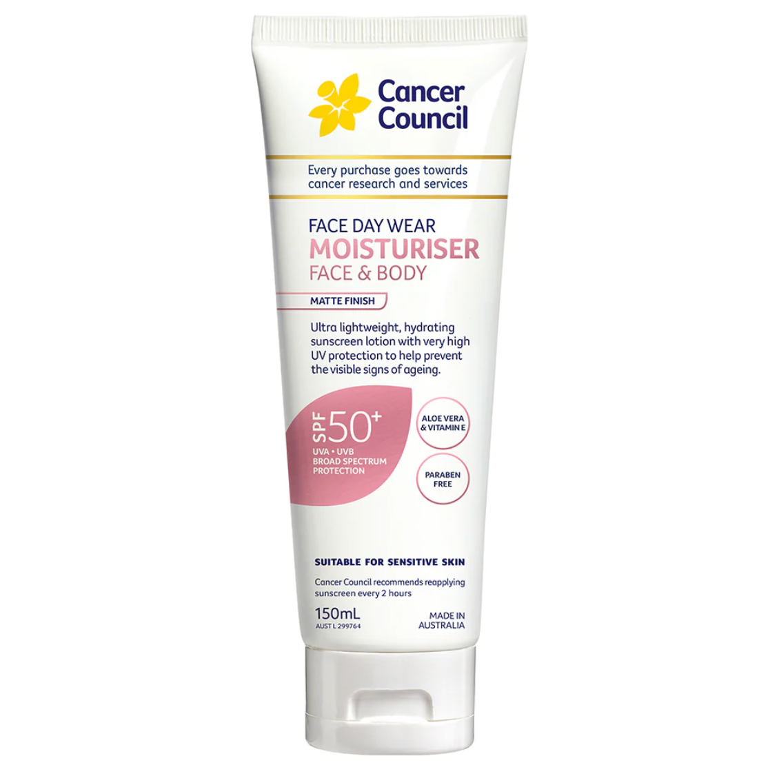 Cancer Council Face Day Wear Moisturizer Face & Body SPF 50+ 150ml