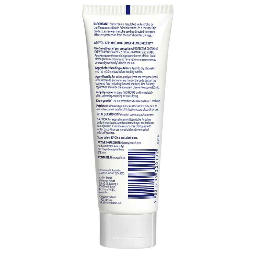 Cancer Council Face Day Wear Moisturizer Face & Body SPF 50+ Water Resistant 150ml